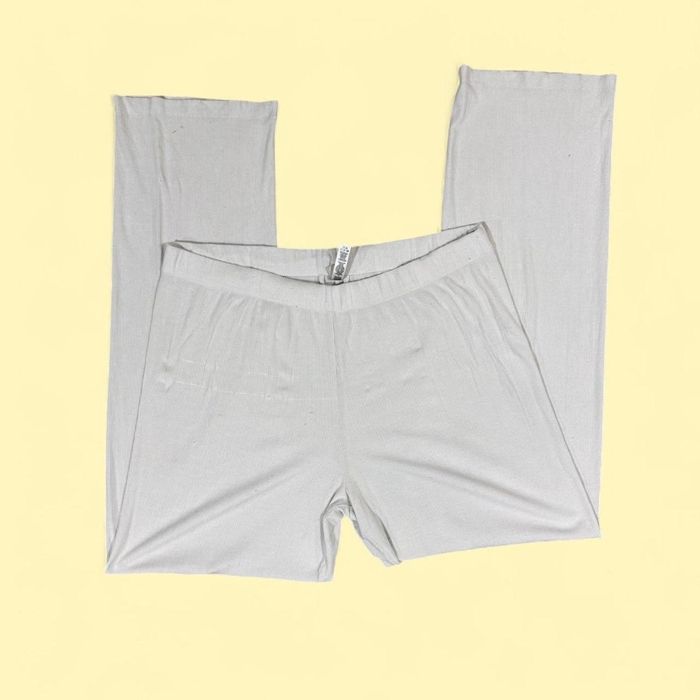 SKIMS white ribbed lounge pants